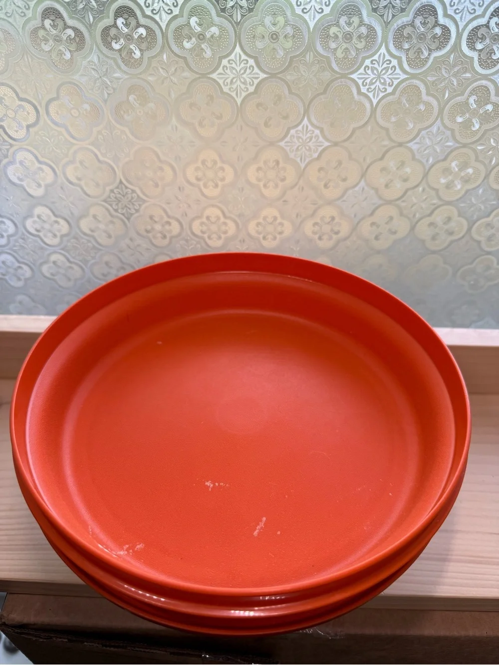 Vintage Tupperware Round 2-Piece Container Set Orange Made in USA MCM